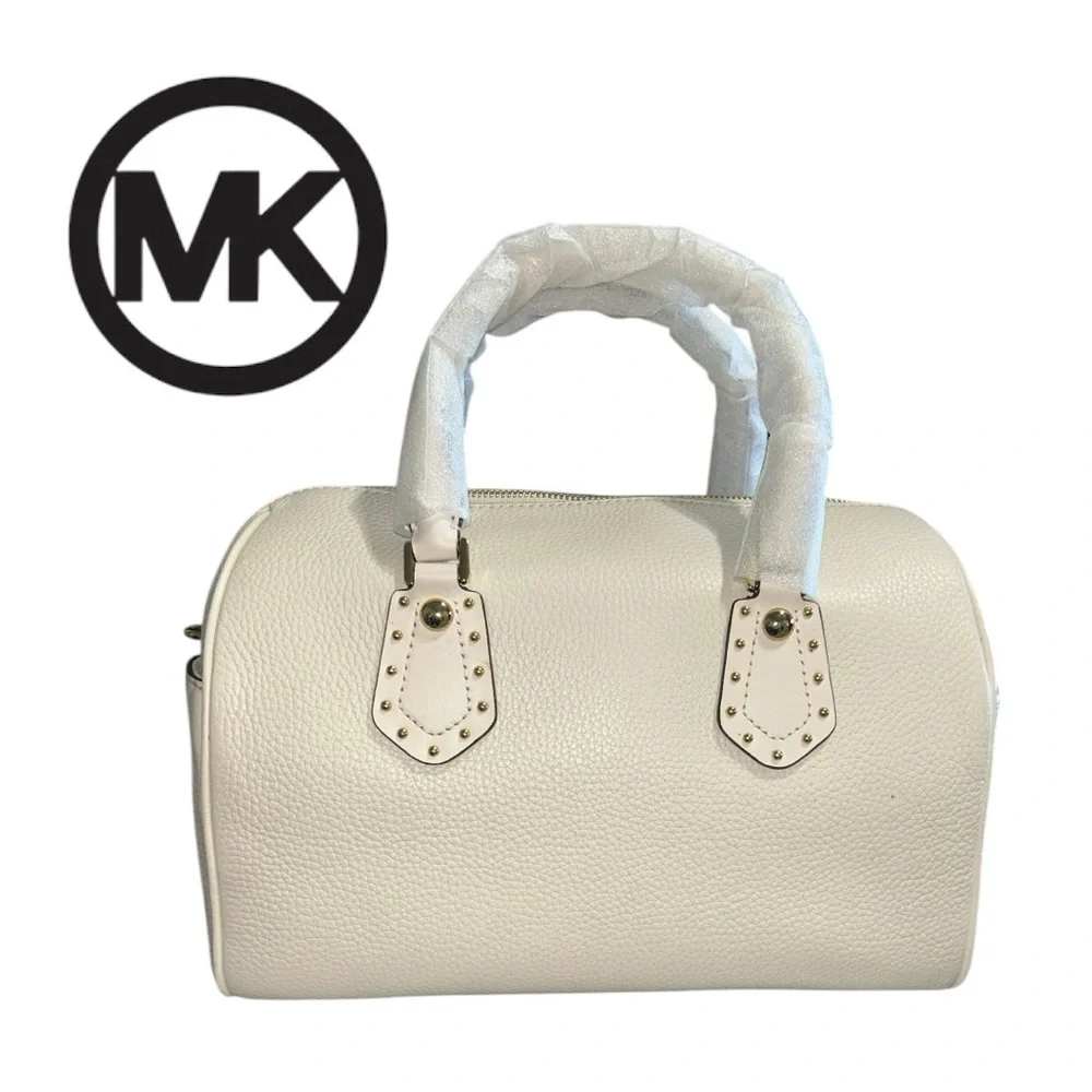 Michael Kors Large Pebbled Ecru Leather Aria Satchel - Picture 2 of 6
